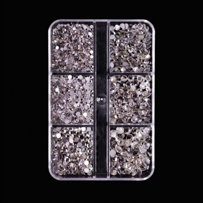 티이엠 네일 큐빅 평스톤 V스톤 오로라 평스톤 자개 1세트(6size), 1개, 97 실버클리어평스톤
