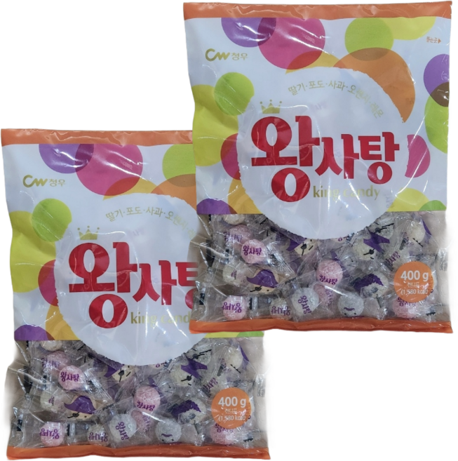 청우 왕사탕 400g 2개 대용량 과일맛 캔디