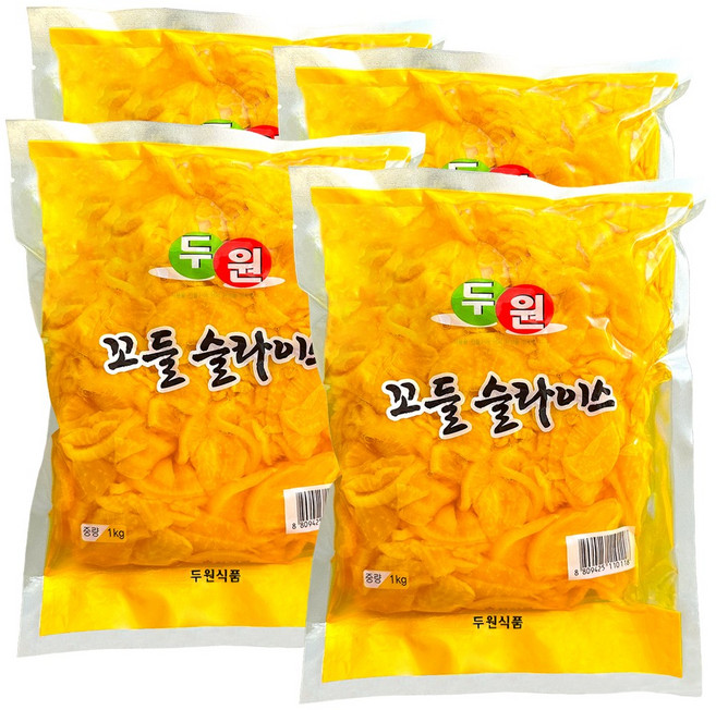 두원 꼬들 슬라이스 단무지 1kg 꼬들단무지, 4개