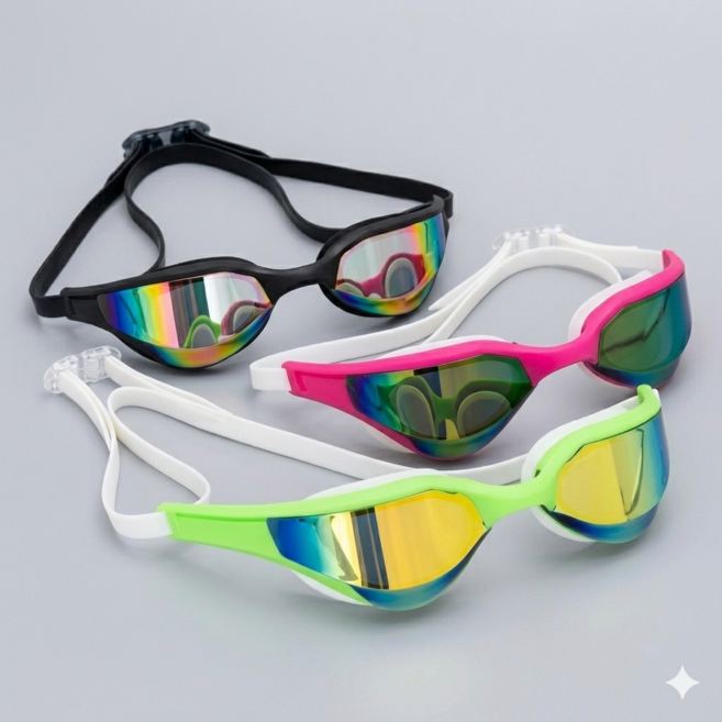 SWIM-LIST 오픈 워터 레이싱 수영 고글 성인용 야외 미러형 트라이애슬론 수영 장비, 빨강