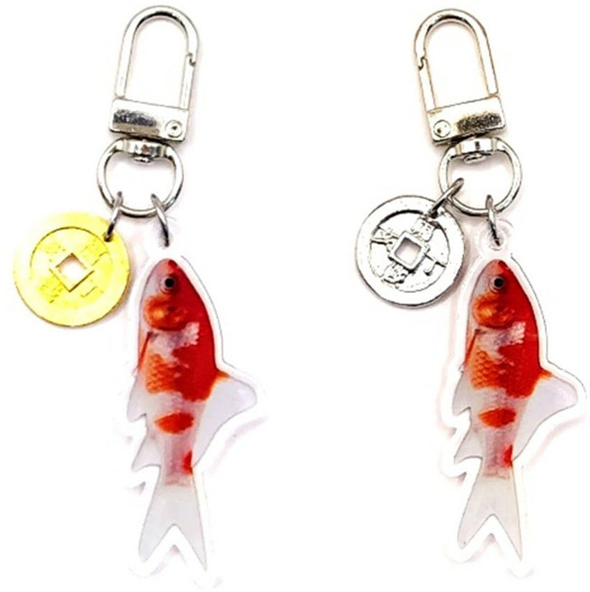 트리뷰샵 붉은잉어키링 행운 물고기 합격키링 재물운 액막이 돈들어오는 수능 엽전, 실버잉어, 1개