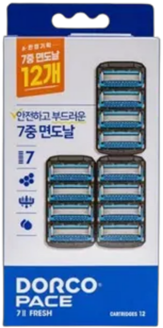 도루코 PACE7II FRESH 면도날 12입, 1세트, 12개입