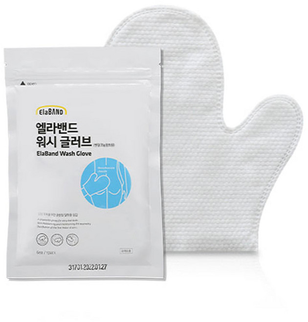 엘라밴드 워시글러브 1팩 6매/물없이사용 세척용장갑, 1개