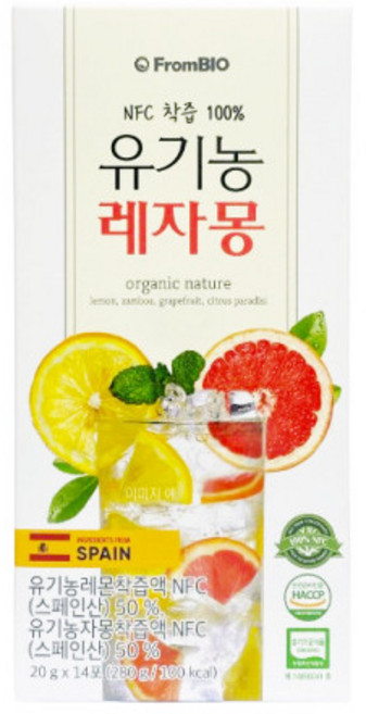 프롬바이오 100프로 NFC 유기농 레자몽 즙(레몬자몽즙) 14포x3박스/ 6주, 10g, 90개