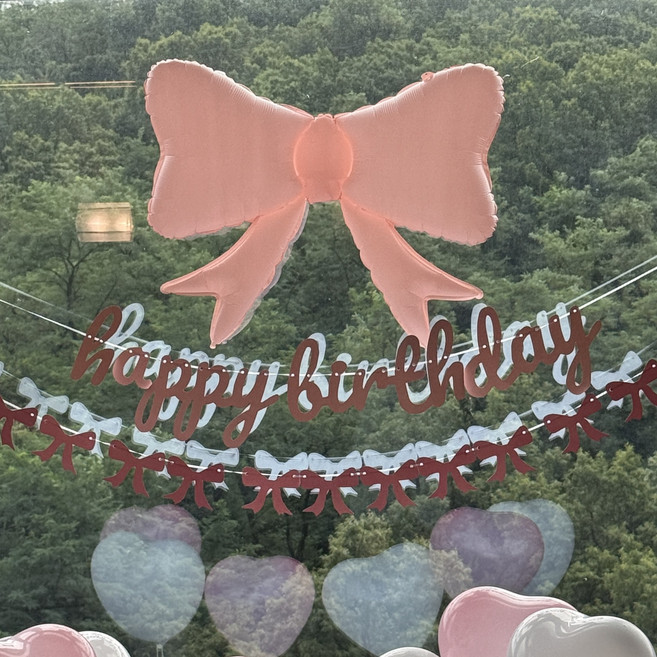 리본풍선 리본가랜드 세트 파티세트 생일풍선 홈파티 소품, 1개, 핑크