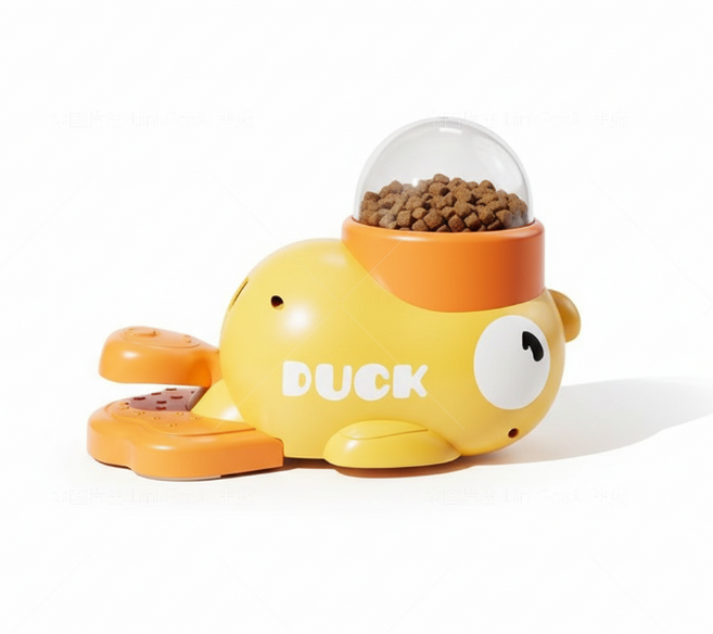 만복 DUCK 냥이 강아지 고양이 간식 장난감 홀로 놀아 스트레스 없애고 간식 자동 배출, 1개, 옐로우