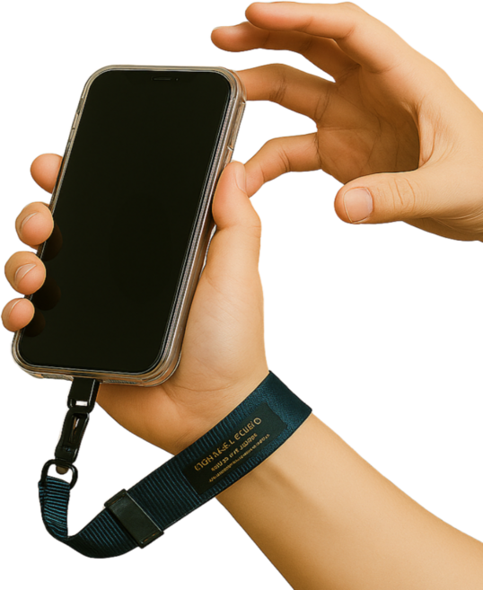 노블픽 도난방지 핸드폰 손목 스트랩 유럽 여행용 1+1, 딥블랙