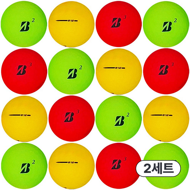 [25% SALE] 그린피플 브리지스톤 E12 컨택트 컬러혼합 3피스 A-급 로스트볼 32개(16개X2팩), 2세트, 컬러