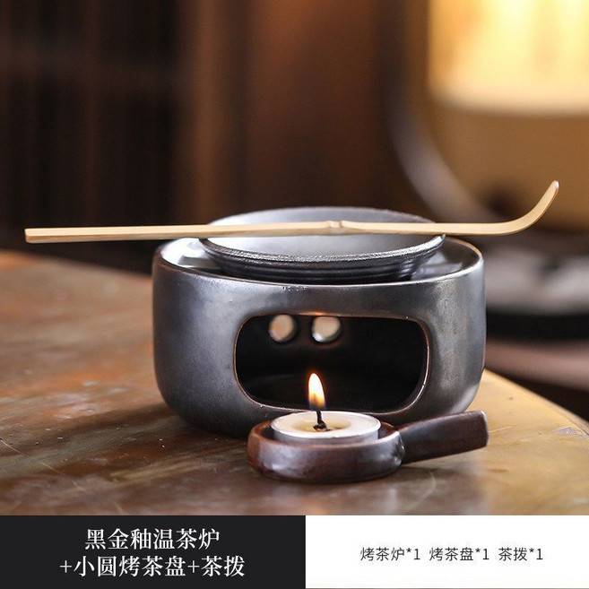 日式香薰爐 蠟燭乾燒 溫茶烤茶爐 雪松隔火烘烤爐, 器送燭託蠟燭小圓烤茶盤茶撥,無規格, 1個
