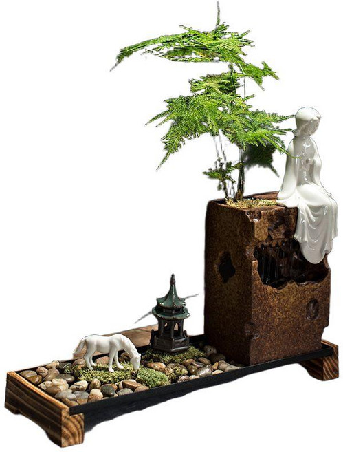 빗줄기미니분수 가습기 물멍 사무실 인테리어 빗소리 가정용 비멍 분수대 실내, E. 초심무상