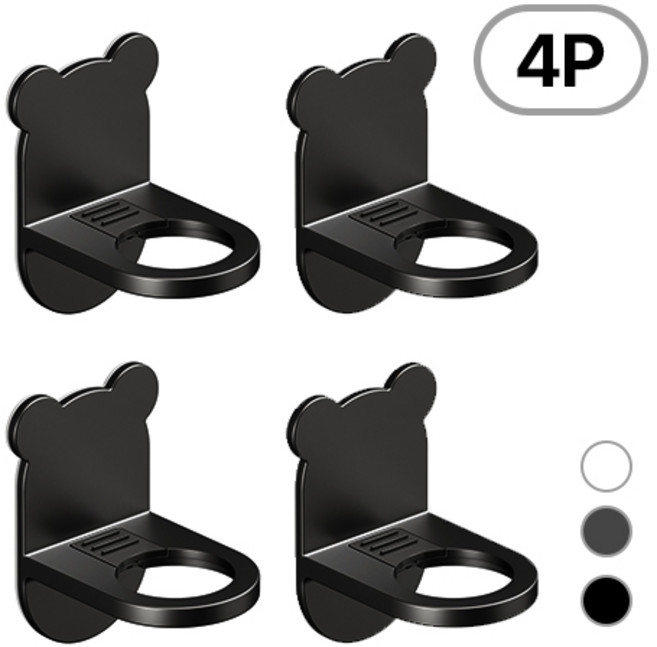 그리에티 무타공 홀더 샴푸걸이 디스펜서, 4개, 블랙