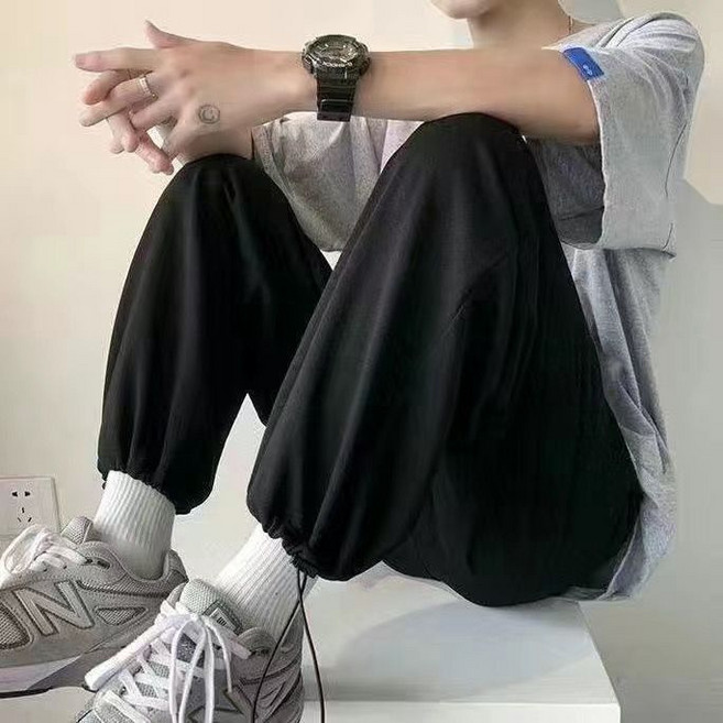 DFMEI 기모 도톰 패치 팬츠 와이드 트레이닝 팬츠 추동 빅사이즈 캐주얼 맨투맨