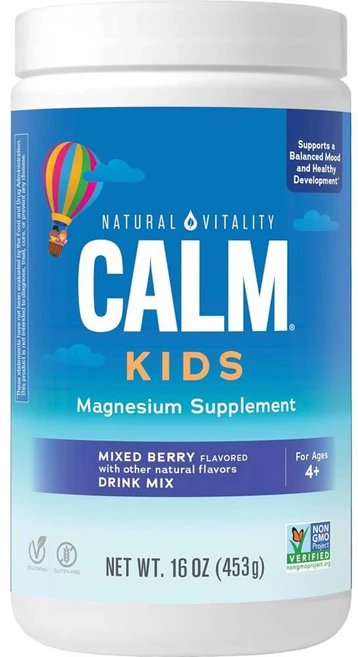 내추럴 바이탈리티 캄 마그네슘 시트레이트 드링크믹스 믹스베리맛 Natural Vitality Calm Kids Magnesium, 1개, 453g - 쿠팡