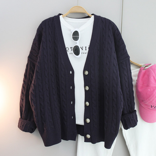 달콩 여성 크린꽈배기오버핏니트가디건 봄신상 빅사이즈