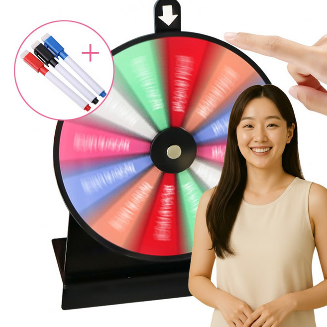 돌림판 룰렛 랜덤 복불복 게임 벌칙뽑기 3색 보드마커포함, 1개