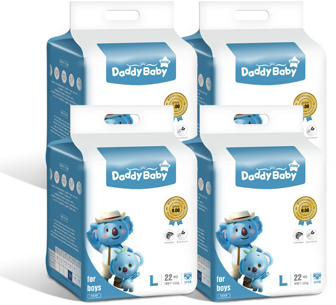 대디베이비 골드 팬티형 기저귀 남아용 대형(7~11kg), 대형(L), 88매