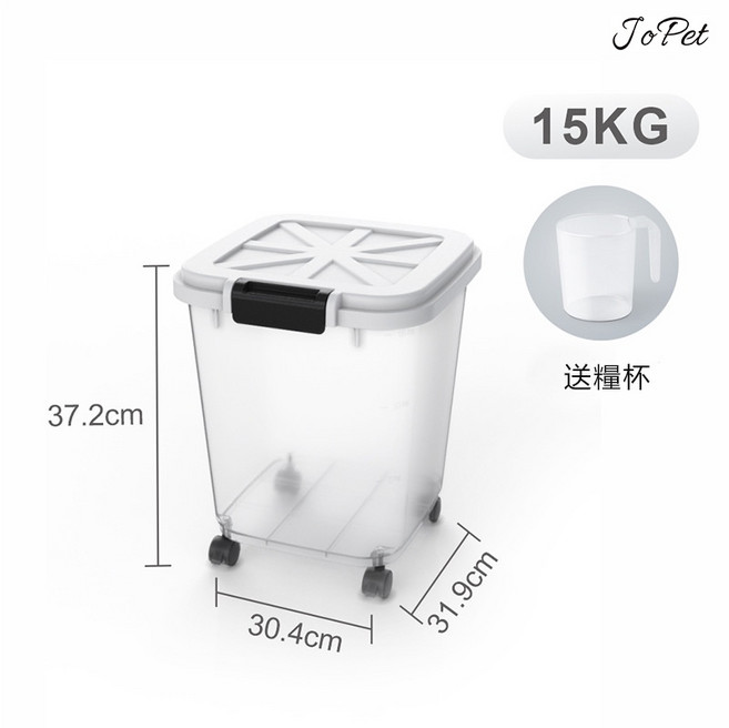 JoPet 寵物儲糧桶 附滾輪與量杯, 1個, 15 KG