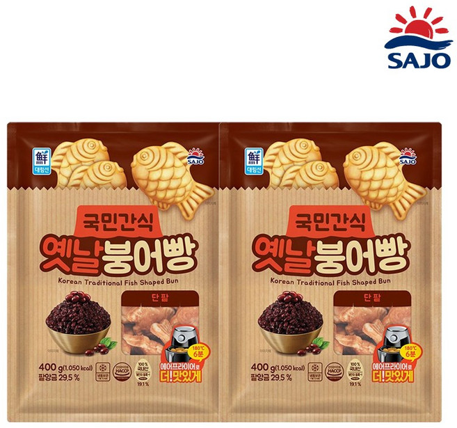 [사조대림] 국민간식 옛날 붕어빵 단팥맛, 400g, 2개
