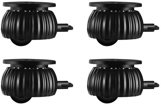 무타공 무소음 접착식 바퀴 실내 가구 미니바퀴 360도 회전 이동 캐스터, 1개, 블랙 4개 세트