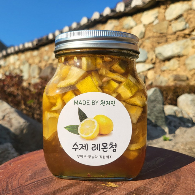 수제레몬청 국내산레몬 제주산 레몬차 비정제원당 레몬에이드 1Kg 천지인식품, 수제레몬청500g, 1개, 1개입
