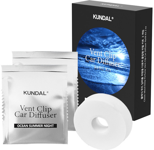 쿤달 클래식 무드 딥퍼퓸 차량용 방향제 클립형 리필키트, 2개, 오션썸머나잇