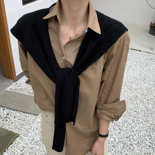 [엔젤디] 레저 페이크 가디건 어깨숄