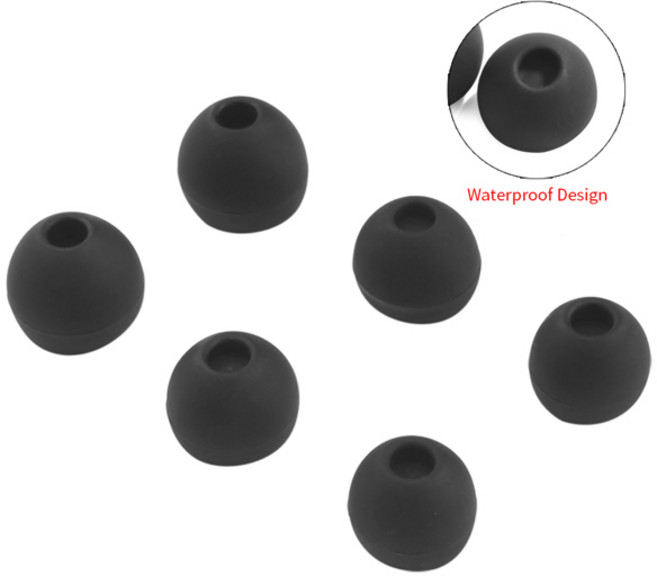 소니 NW-WS413 WS414 이어팁 WS625 WS623 SSE-BTR1 이어 버드 수영 팁 소프트 귀마개 용 6Pcs 실리콘 방수 이어 팁, SML each 1pair, [00] Black, 1개