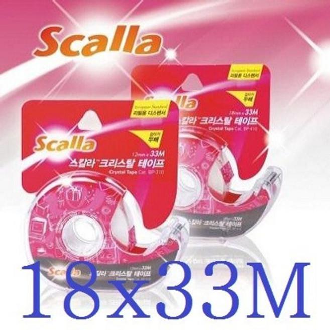 Scalla 유럽형 메탈커터가 장착된 18mmx33M의 투명한 스칼라 크리스탈 테이프 A392-1