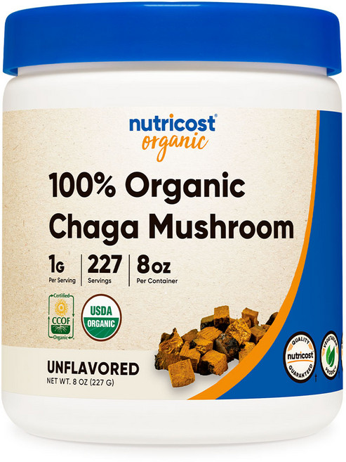 뉴트리코스트 100% 오가닉 차가버섯 파우더 8oz 1병, 1개, 226.797g