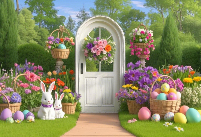 봄 부활절 나무 문 사진 Backrops 꽃 토끼 계란 아이 생일 파티 초상화 장식 사진 스튜디오 배경, 03 210X150CM, 05 다크 카키, 1개