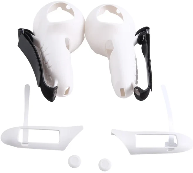 섬세한 질감-메타 퀘스트 3 VR 헤드셋용 실리콘 보호 케이스 컨트롤러 탈착식 배터리 흰색 간편한 설치, 01 White