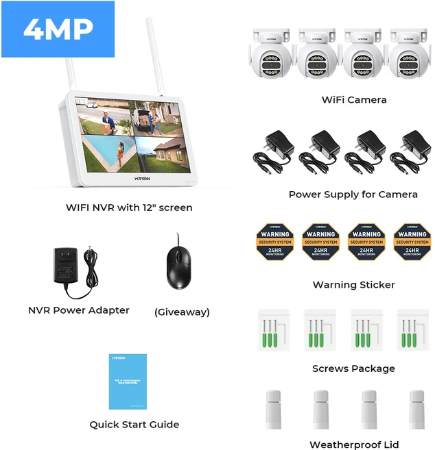 홈캠 와이파이 카메라 시스템 키트 무선 CCTV 시스템, 01 CHINA, 02 2T, 06 4mp 4pcs Cameras