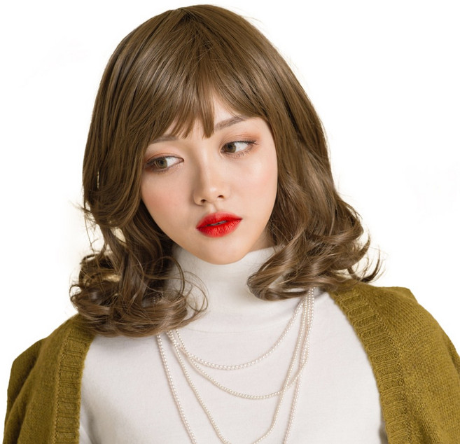 프리티레이디 통가발 단발머리 웨이브 가발 착용감이 편한 고열사 똑딱이가발 모모컬, 02.슈가브라운, 1개