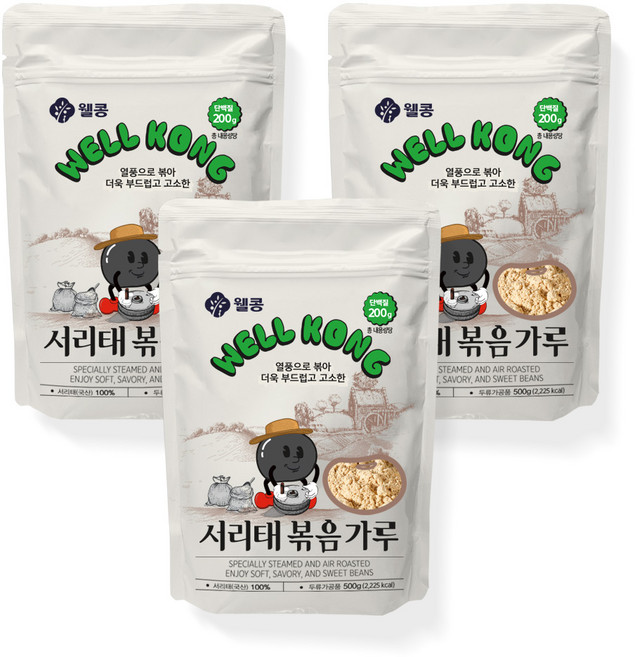 웰콩 프리미엄 서리태볶음 가루 500G, 3개