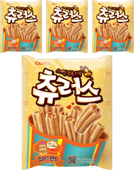 크라운 츄러스 스페인 정통스낵 시나몬 맛있는 과자, 84g, 4개