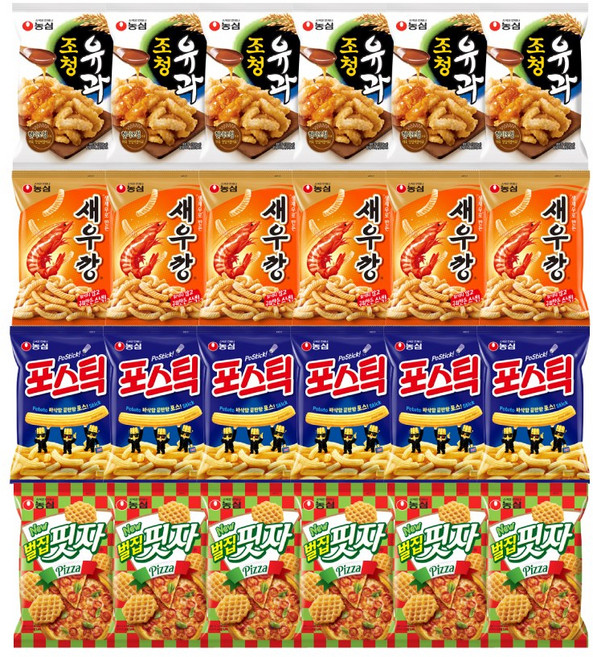 농심 스낵(조청유과2+새우깡2+포스틱2+벌집핏자2), 3세트, 360g