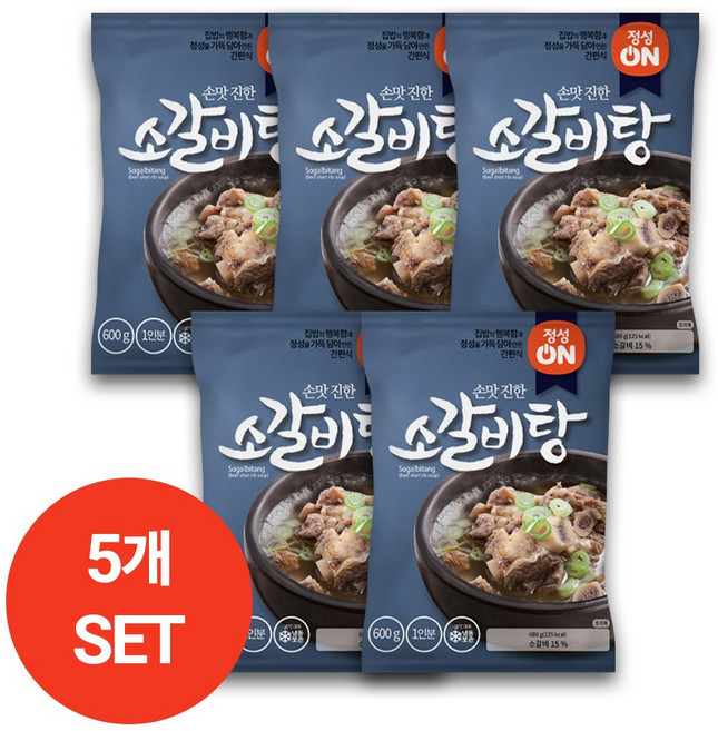 초원식품 정성온 소갈비탕 냉동, 600g, 5개