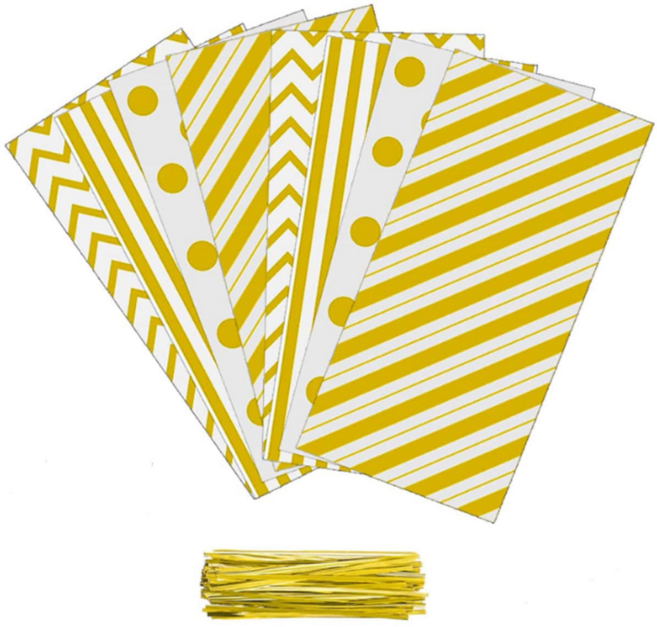 심플리비 비비드 구디백 비닐 선물 포장 봉투 60매, 1세트, 옐로