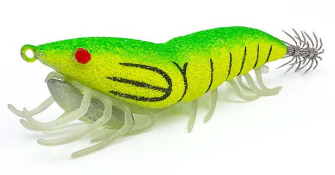 廣隆 木蝦 全夜光 路亞餌 軟絲 JIG 鐵板 魷魚鉤 烏賊墨, 綠色, 1個, 3.5g