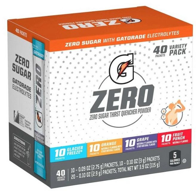 게토레이 G 제로 슈가 무설탕 이온 음료 파우더 분말 40개입 Gatorade G Zero Powder, 40개, 115g
