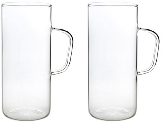 Bestra 홈카페 내열유리 머그컵 360ml, 투명, 2개