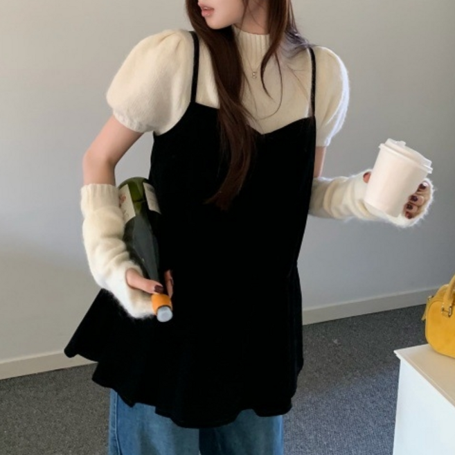 벨로아 백리본 포인트 레이어드 나시 뷔스티에