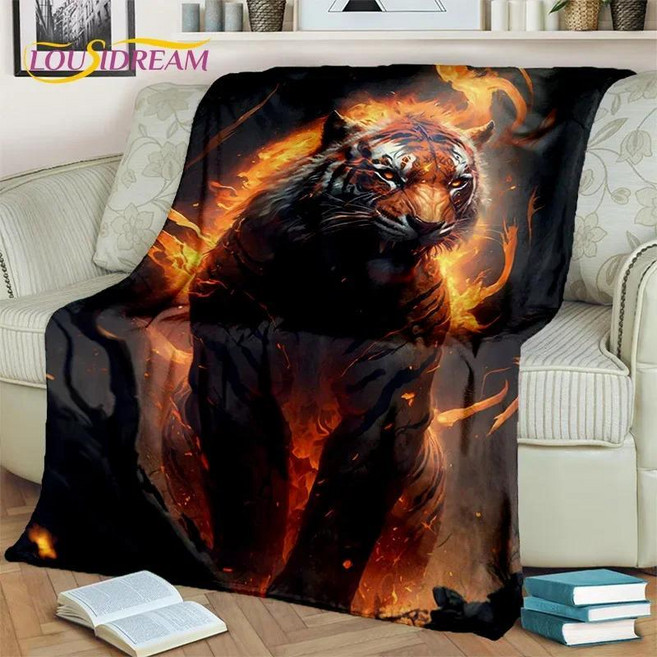 사자 표범 동물 야생 만화 담요 홈 침실 침대 소파 캠핑 커버