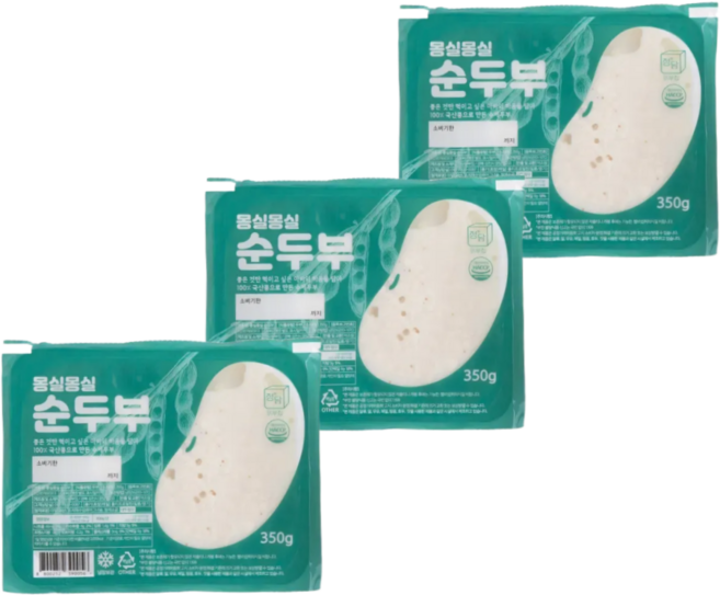 [정담두부집] HACCP 국산콩 수제순두부, 350g, 3개, 순두부 350g