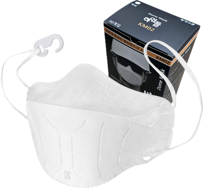 [W편한숨] 하얀들 2급 방진마스크 끈조절 접이식, 화이트, 60개