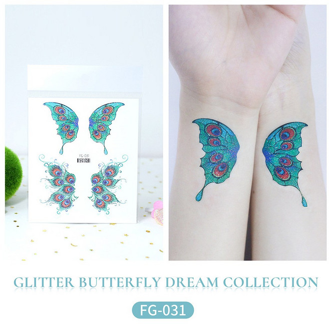 FG-007 夢幻天使翅膀紋身貼紙 防水持久, 1個, FG-31