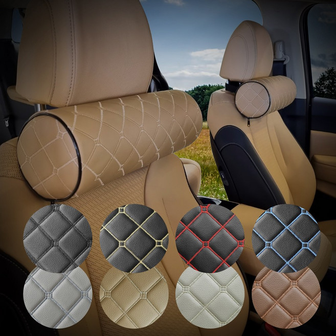 싼타페 더 프라임 목쿠션 자동차 목베개 1+1, 하바나브라운