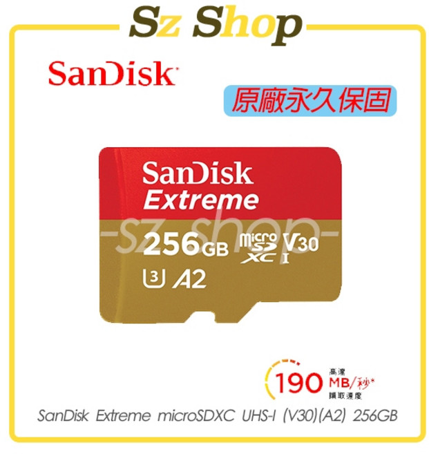 SanDisk Extreme microSDXC UHS-I (V30)(A2) 256GB, 1個