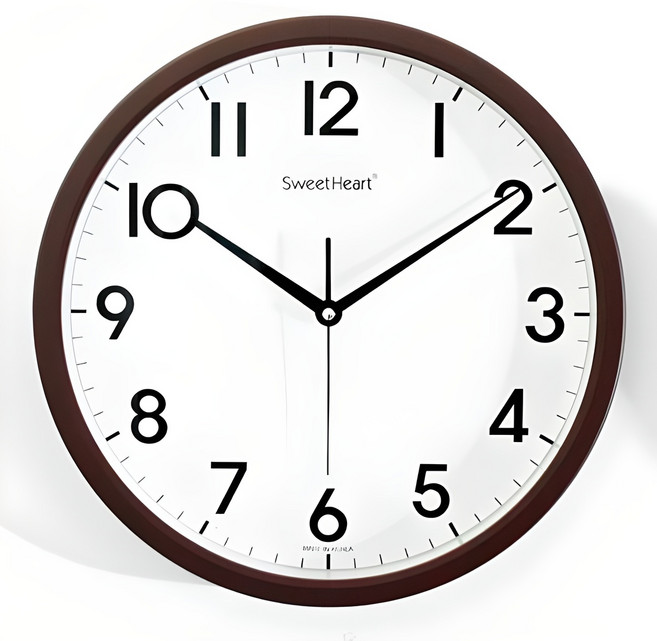 스위트하트 무소음 모던 벽시계 350, 브라운