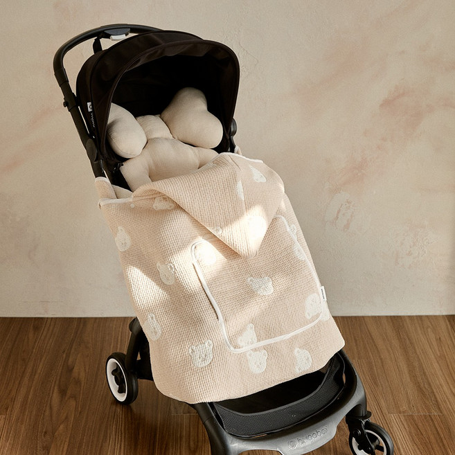 돗투돗 양면쟈가드 아기띠워머 유모차담요 사계절용, 베이지